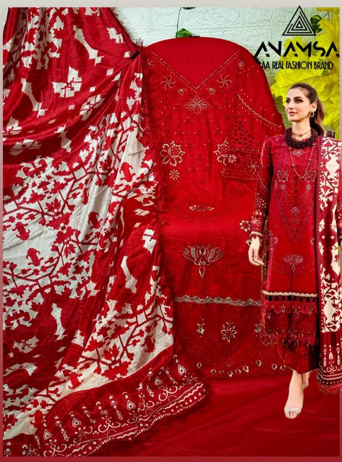Anamsa 412 Rayon Cotton Embroidery Pakistani Suits Wholesale Clothing Suppliers In India